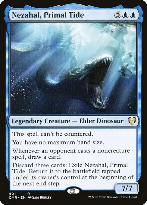 Nezahal, Primal Tide, carta Magic di tipo Legendary Creature — Elder Dinosaur illustrata da Sam Burley