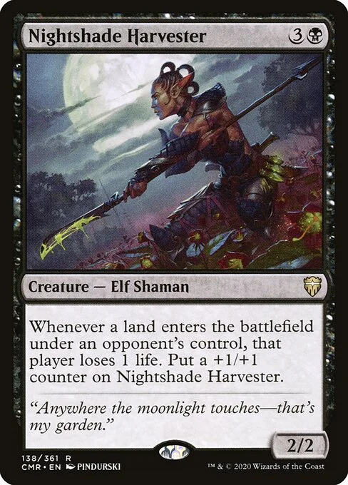 Nightshade Harvester, carta Magic di tipo Creature — Elf Shaman illustrata da PINDURSKI