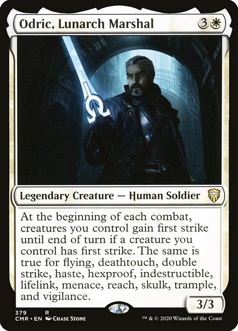 Odric, Lunarch Marshal, carta Magic di tipo Legendary Creature — Human Soldier illustrata da Chase Stone