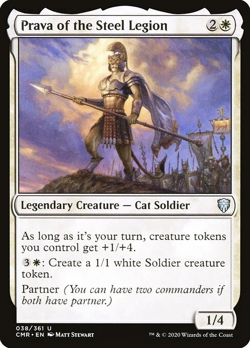 Prava of the Steel Legion, carta Magic di tipo Legendary Creature — Cat Soldier illustrata da Matt Stewart