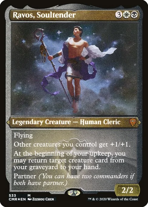 Ravos, Soultender, carta Magic di tipo Legendary Creature — Human Cleric illustrata da Zezhou Chen