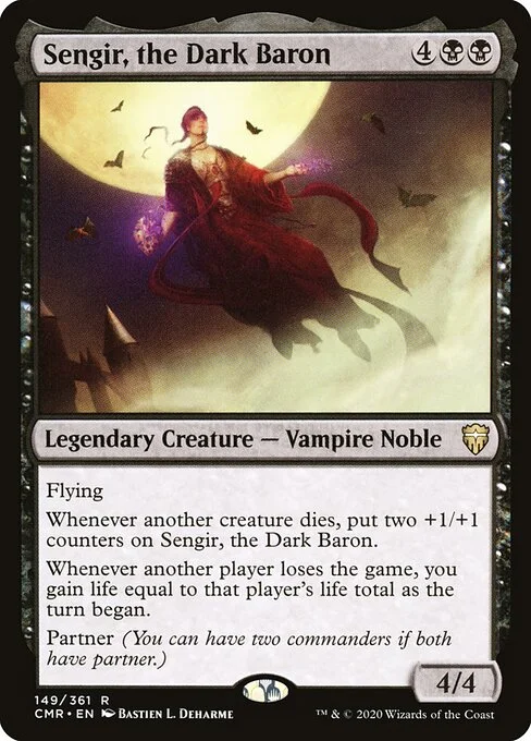 Sengir, the Dark Baron, carta Magic di tipo Legendary Creature — Vampire Noble illustrata da Bastien L. Deharme