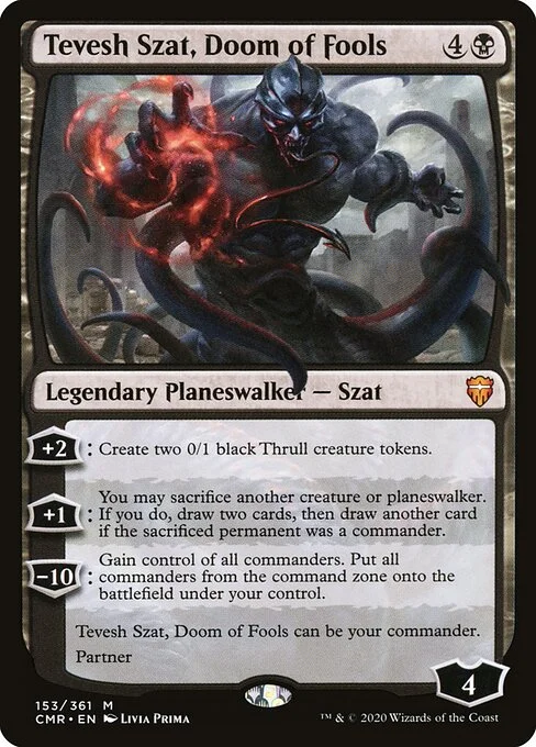 Tevesh Szat, Doom of Fools, carta Magic di tipo Legendary Planeswalker — Szat illustrata da Livia Prima