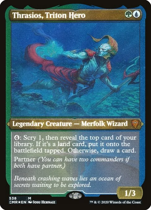 Thrasios, Triton Hero, carta Magic di tipo Legendary Creature — Merfolk Wizard illustrata da Josu Hernaiz