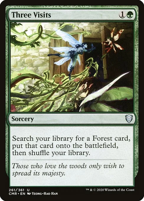 Three Visits, carta Magic di tipo Sorcery illustrata da Yeong-Hao Han