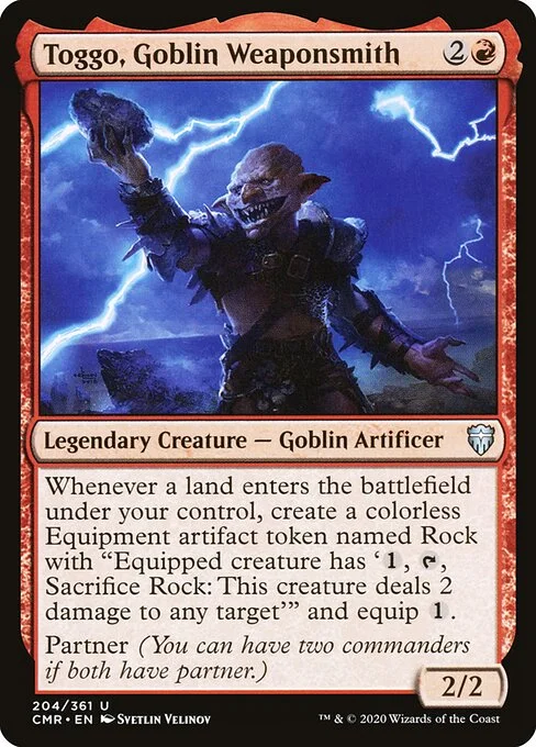 Toggo, Goblin Weaponsmith, carta Magic di tipo Legendary Creature — Goblin Artificer illustrata da Svetlin Velinov