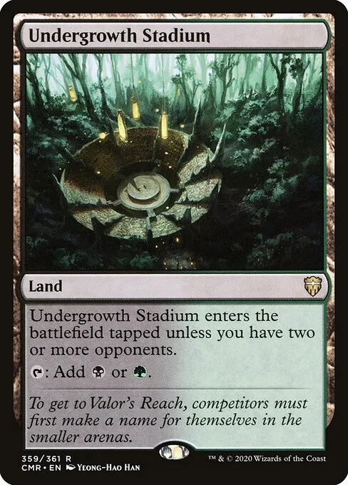 Undergrowth Stadium, carta Magic di tipo Land illustrata da Yeong-Hao Han
