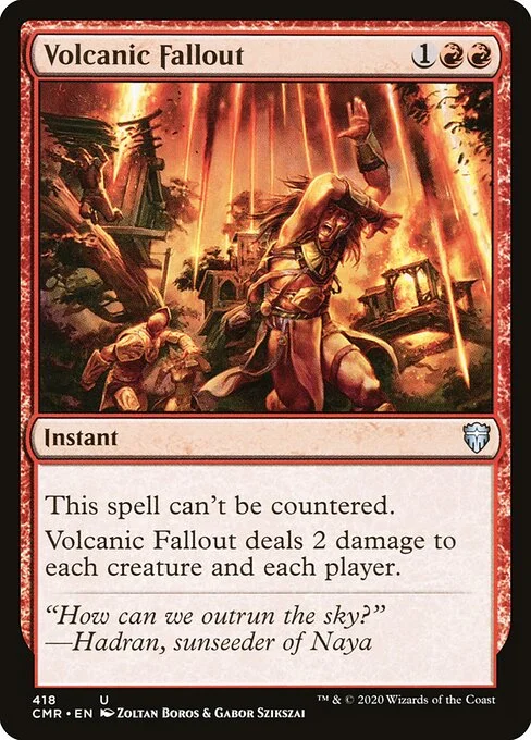 Volcanic Fallout, carta Magic di tipo Instant illustrata da Zoltan Boros & Gabor Szikszai