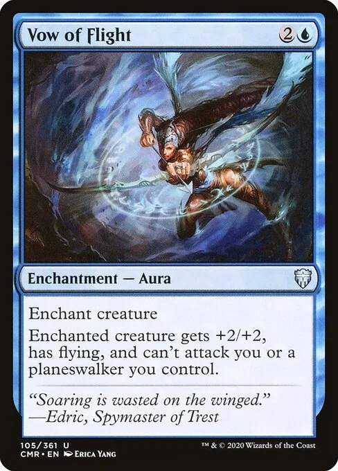 Vow of Flight, carta Magic di tipo Enchantment — Aura illustrata da Erica Yang