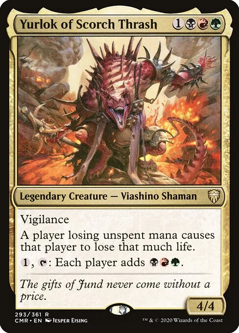 Yurlok of Scorch Thrash, carta Magic di tipo Legendary Creature — Lizard Shaman illustrata da Jesper Ejsing