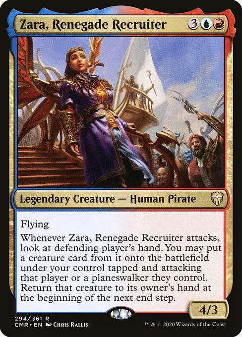 Zara, Renegade Recruiter, carta Magic di tipo Legendary Creature — Human Pirate illustrata da Chris Rallis