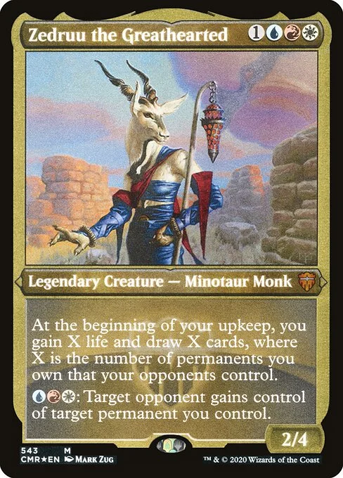 Zedruu the Greathearted, carta Magic di tipo Legendary Creature — Minotaur Monk illustrata da Mark Zug