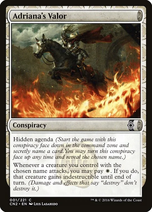 Adriana's Valor, carta Magic di tipo Conspiracy illustrata da Lius Lasahido