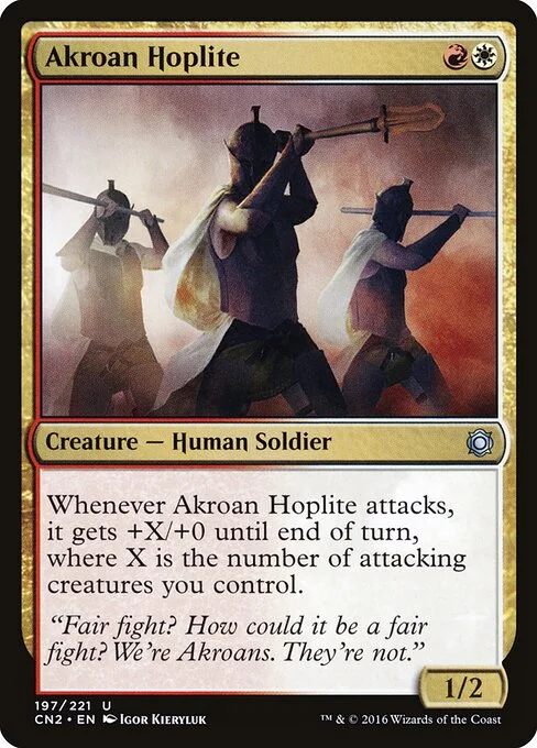 Akroan Hoplite, carta Magic di tipo Creature — Human Soldier illustrata da Igor Kieryluk