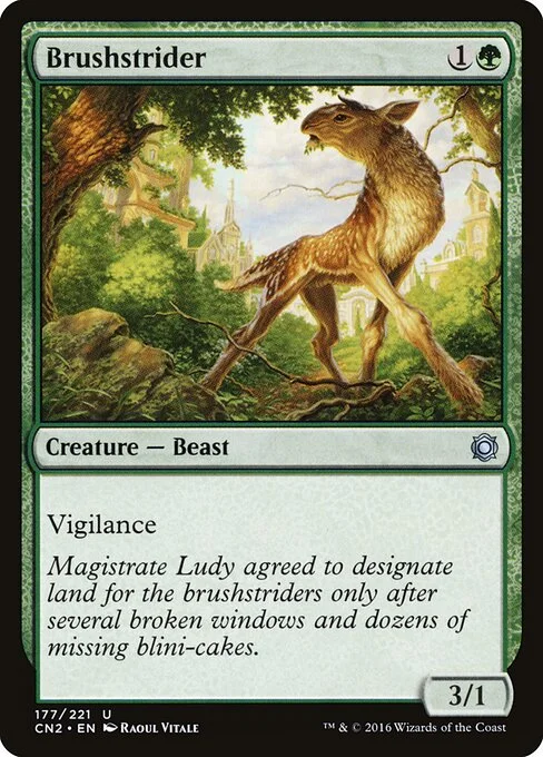 Brushstrider, carta Magic di tipo Creature — Beast illustrata da Raoul Vitale