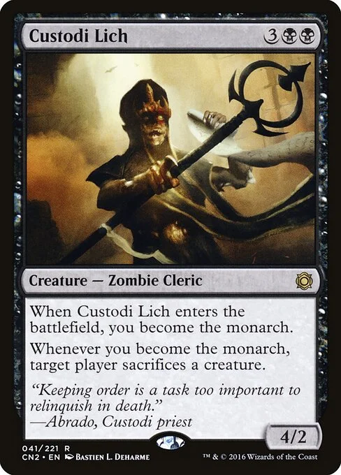 Custodi Lich, carta Magic di tipo Creature — Zombie Cleric illustrata da Bastien L. Deharme
