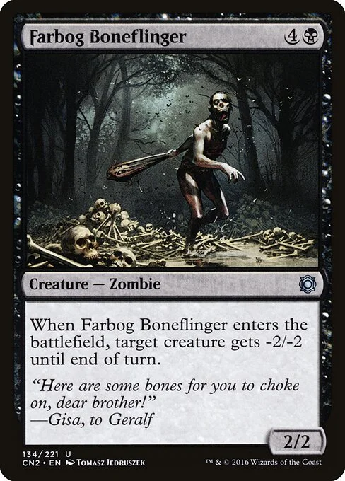 Farbog Boneflinger, carta Magic di tipo Creature — Zombie illustrata da Tomasz Jedruszek