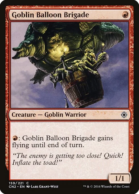 Goblin Balloon Brigade, carta Magic di tipo Creature — Goblin Warrior illustrata da Lars Grant-West