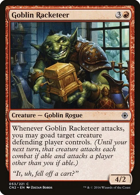 Goblin Racketeer, carta Magic di tipo Creature — Goblin Rogue illustrata da Zoltan Boros