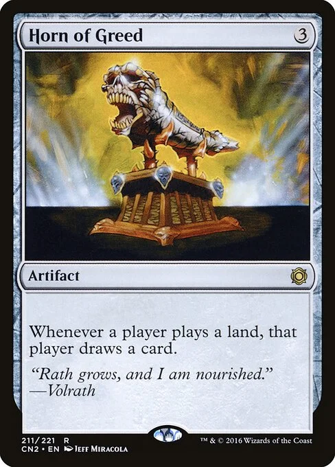 Horn of Greed, carta Magic di tipo Artifact illustrata da Jeff Miracola