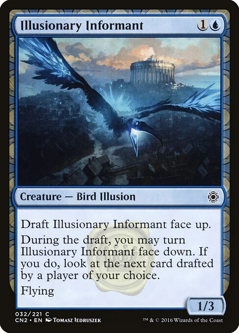 Illusionary Informant, carta Magic di tipo Creature — Bird Illusion illustrata da Tomasz Jedruszek