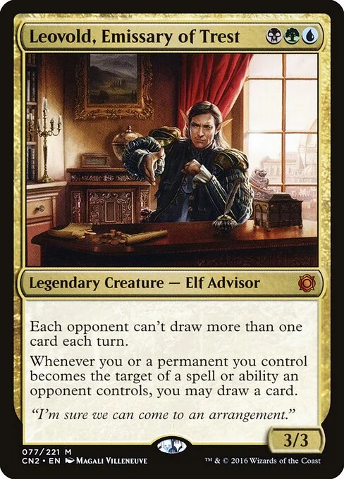 Leovold, Emissary of Trest, carta Magic di tipo Legendary Creature — Elf Advisor illustrata da Magali Villeneuve