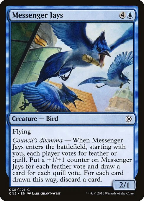 Messenger Jays, carta Magic di tipo Creature — Bird illustrata da Lars Grant-West