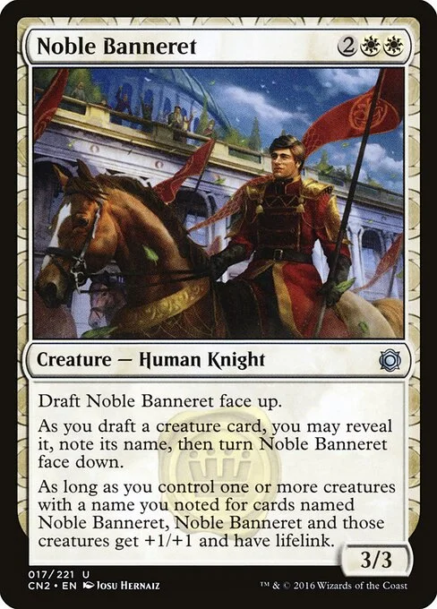Noble Banneret, carta Magic di tipo Creature — Human Knight illustrata da Josu Hernaiz