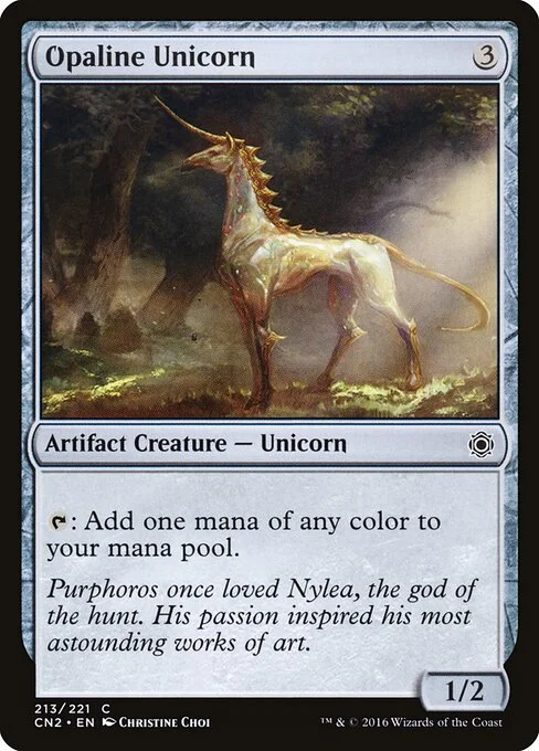Opaline Unicorn, carta Magic di tipo Artifact Creature — Unicorn illustrata da Christine Choi