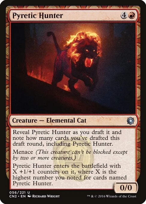 Pyretic Hunter, carta Magic di tipo Creature — Elemental Cat illustrata da Richard Wright