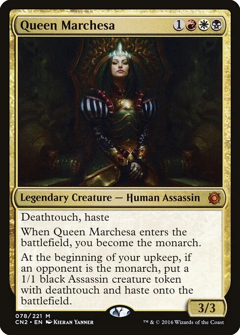 Queen Marchesa, carta Magic di tipo Legendary Creature — Human Assassin illustrata da Kieran Yanner