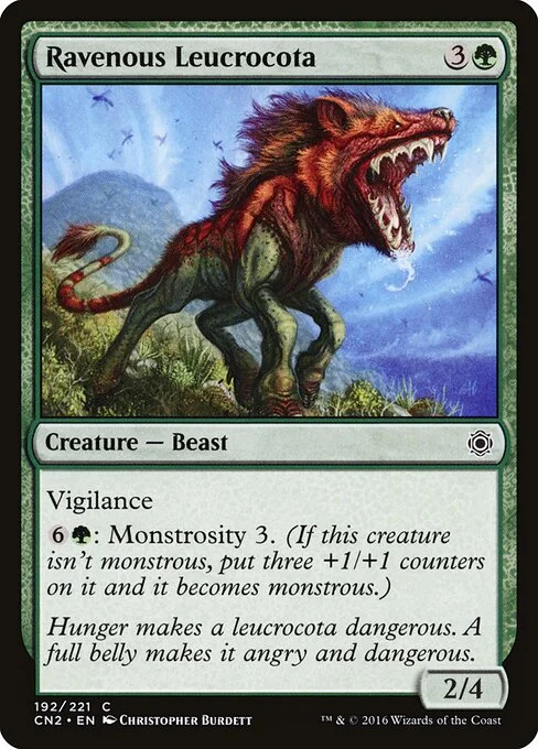 Ravenous Leucrocota, carta Magic di tipo Creature — Beast illustrata da Christopher Burdett