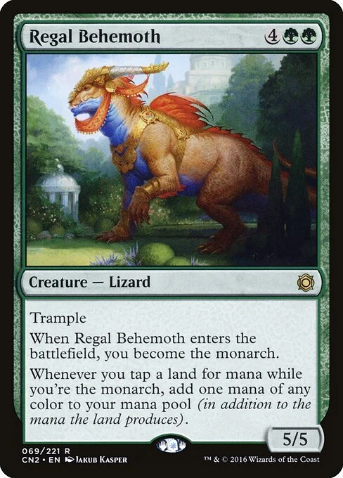 Regal Behemoth, carta Magic di tipo Creature — Dinosaur illustrata da Jakub Kasper