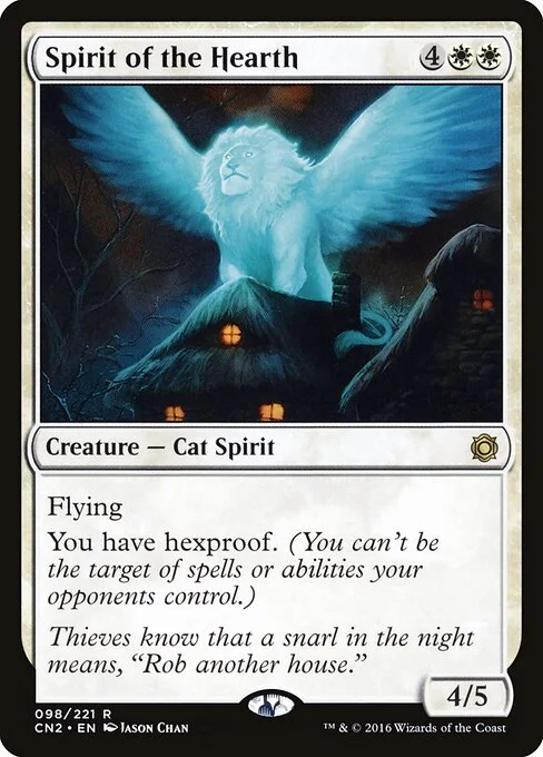 Spirit of the Hearth, carta Magic di tipo Creature — Cat Spirit illustrata da Jason Chan