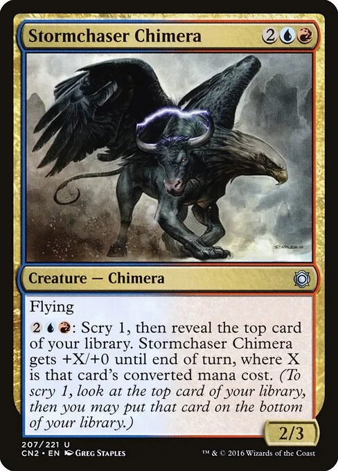 Stormchaser Chimera, carta Magic di tipo Creature — Chimera illustrata da Greg Staples