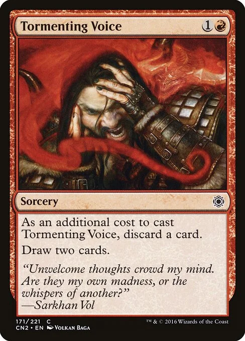 Tormenting Voice, carta Magic di tipo Sorcery illustrata da Volkan Baǵa