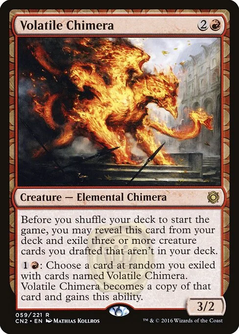 Volatile Chimera, carta Magic di tipo Creature — Elemental Chimera illustrata da Mathias Kollros