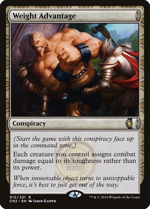 Weight Advantage, carta Magic di tipo Conspiracy illustrata da Jakub Kasper
