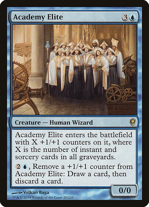Academy Elite, carta Magic di tipo Creature — Human Wizard illustrata da Volkan Baǵa