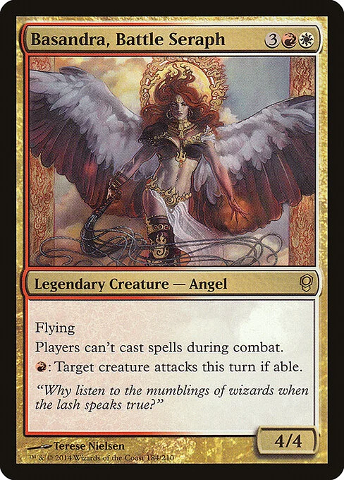 Basandra, Battle Seraph, carta Magic di tipo Legendary Creature — Angel illustrata da Terese Nielsen
