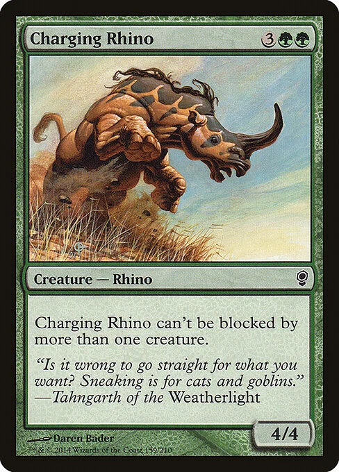Charging Rhino, carta Magic di tipo Creature — Rhino illustrata da Daren Bader