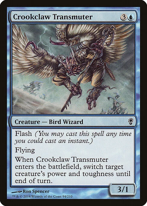 Crookclaw Transmuter, carta Magic di tipo Creature — Bird Wizard illustrata da Ron Spencer