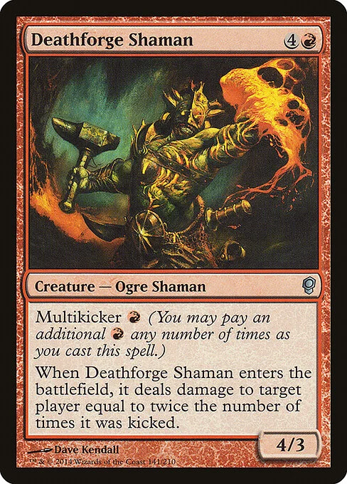 Deathforge Shaman, carta Magic di tipo Creature — Ogre Shaman illustrata da Dave Kendall