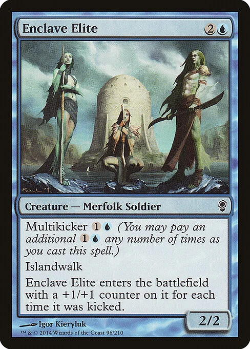Enclave Elite, carta Magic di tipo Creature — Merfolk Soldier illustrata da Igor Kieryluk