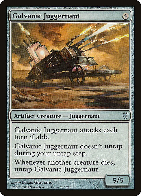 Galvanic Juggernaut, carta Magic di tipo Artifact Creature — Juggernaut illustrata da Lucas Graciano