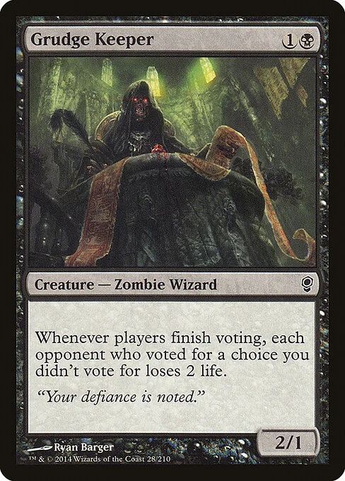 Grudge Keeper, carta Magic di tipo Creature — Zombie Wizard illustrata da Ryan Barger