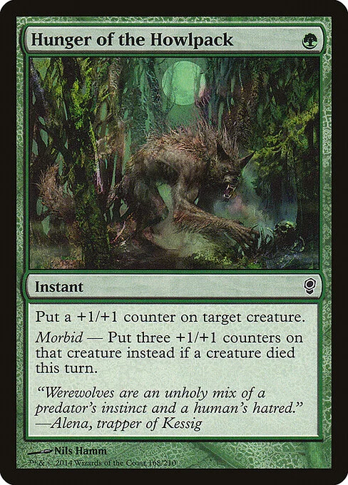 Hunger of the Howlpack, carta Magic di tipo Instant illustrata da Nils Hamm