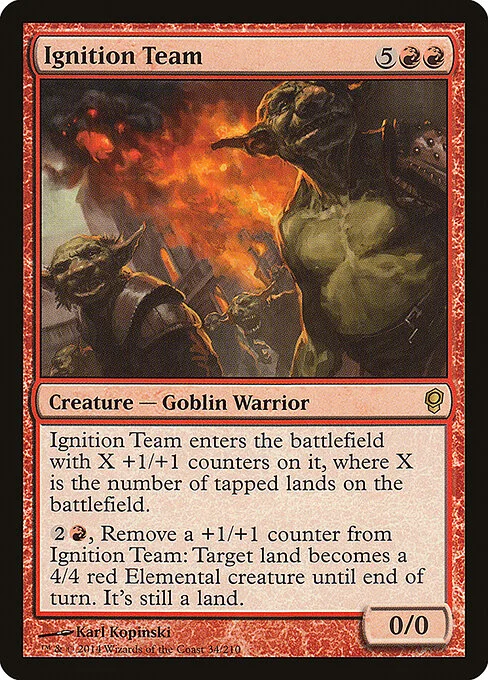 Ignition Team, carta Magic di tipo Creature — Goblin Warrior illustrata da Karl Kopinski