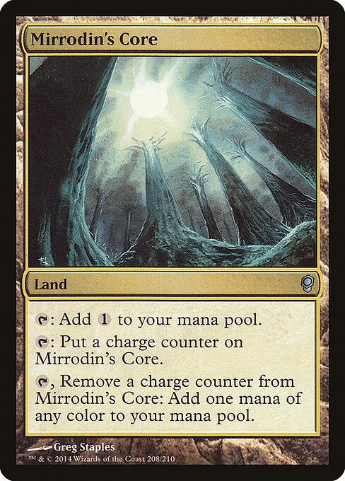 Mirrodin's Core, carta Magic di tipo Land illustrata da Greg Staples