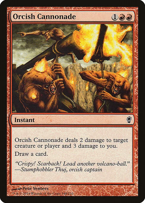 Orcish Cannonade, carta Magic di tipo Instant illustrata da Pete Venters